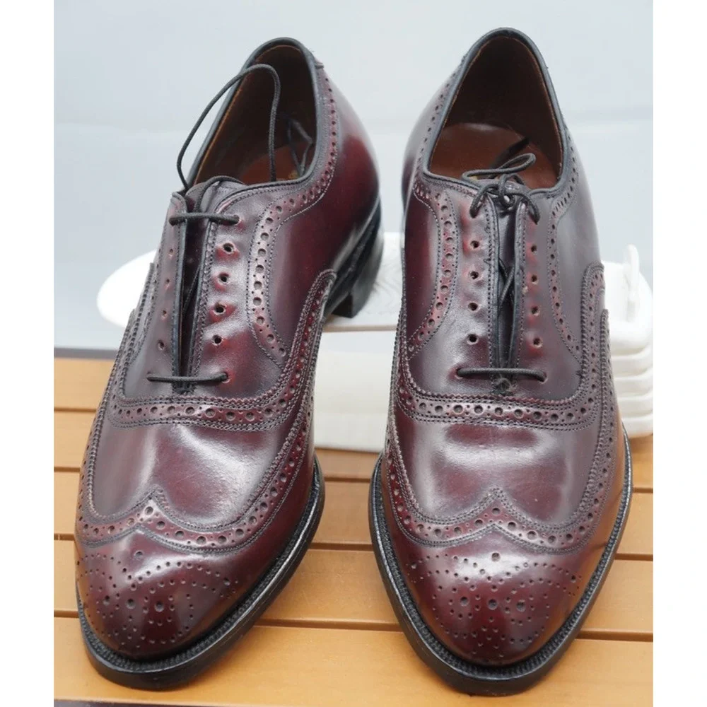 NEW Vtg. Johnston & Murphy Aristocraft Burgundy Oxford Wingtip Sz 8 E/C